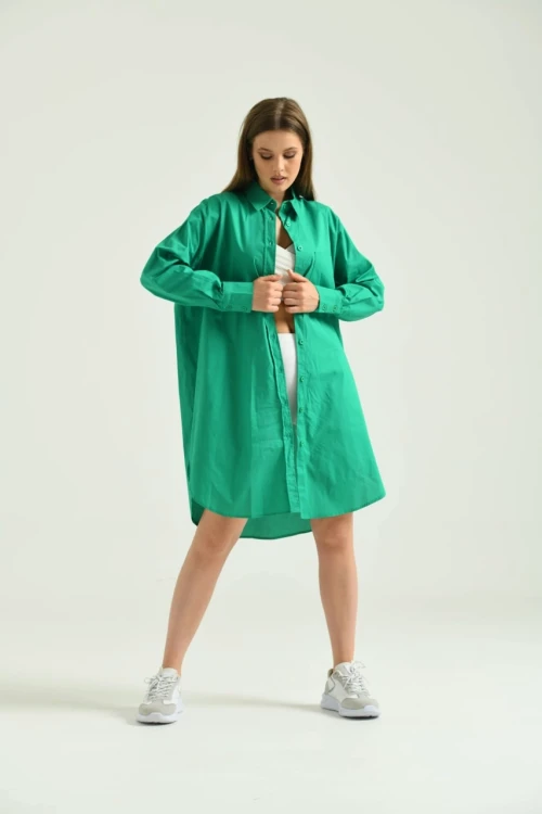 KADIN B.YEŞİL TUNİK TARZI GÖMLEK