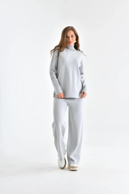 10247 KADIN BOĞAZLI UZUN KAZAKLI PANTOLONLU TAKIM