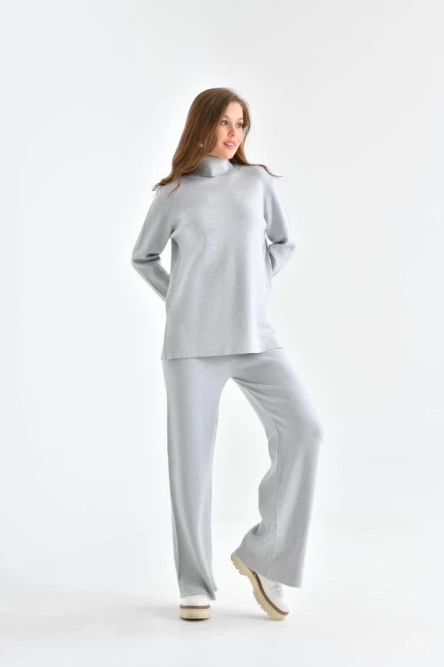 10247 KADIN BOĞAZLI UZUN KAZAKLI PANTOLONLU TAKIM