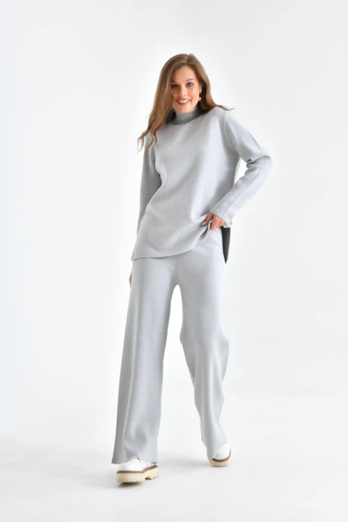 10247 KADIN BOĞAZLI UZUN KAZAKLI PANTOLONLU TAKIM