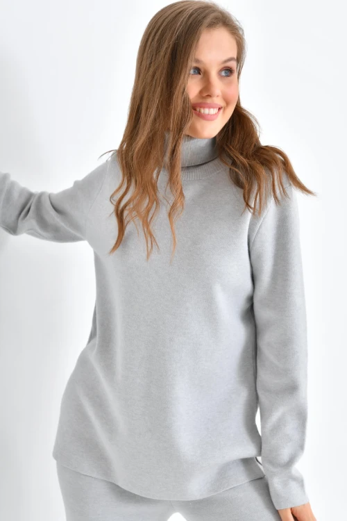 10247 KADIN BOĞAZLI UZUN KAZAKLI PANTOLONLU TAKIM