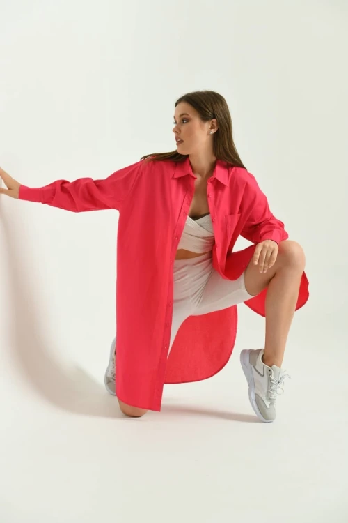 KADIN FUŞYA TUNİK TARZI GÖMLEK