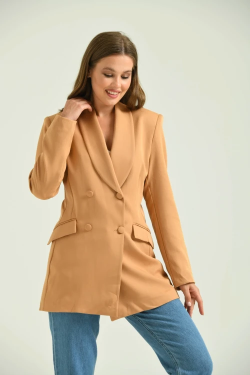 Kadın Kahve Kruvaze Uzun Ceket