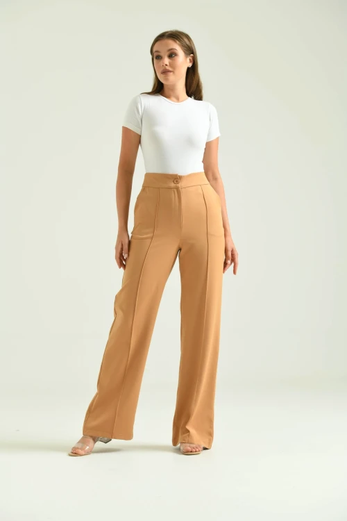 Kadın Kahve Yüksek Bel Palazzo Pantolon