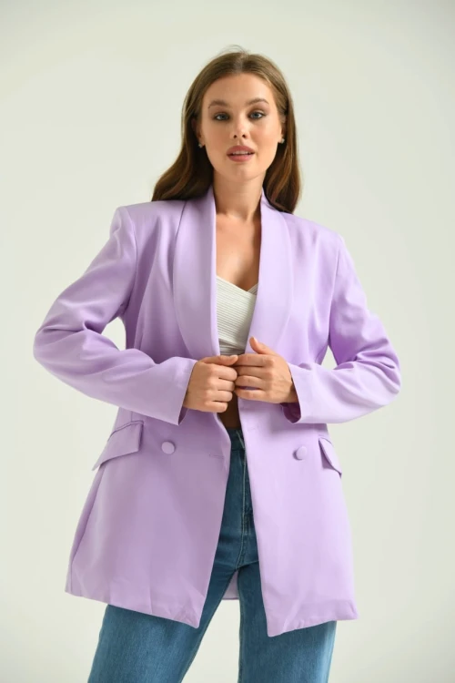 Kadın Ceket Uzun Boy Ceket Lila - T014