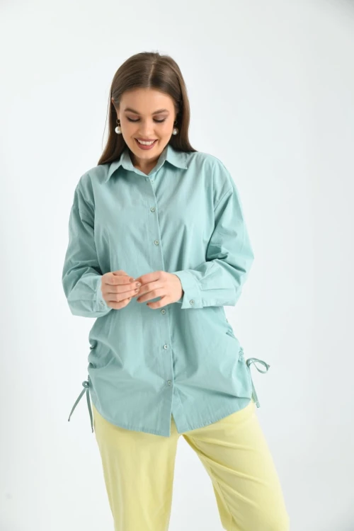 Kadın Çağla Yandan Büzgü Detaylı Gömlek