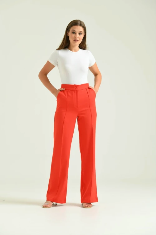 Kadın Nar Yüksek Bel Palazzo Pantolon