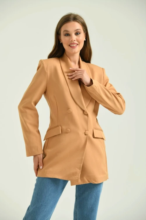 Kadın Ceket Uzun Boy Ceket Kahverengi - T014