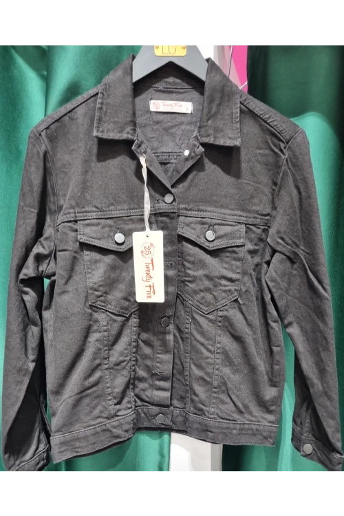 T081 SİYAH YAKALI CEPLİ KOL CEP ÖN DÜĞMELİ KISA CEKET