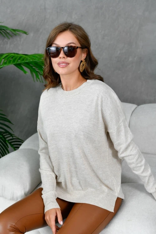 Kadın Kazak Basic Bisiklet Yaka Kazak Kadın Kazak Taş - 10245