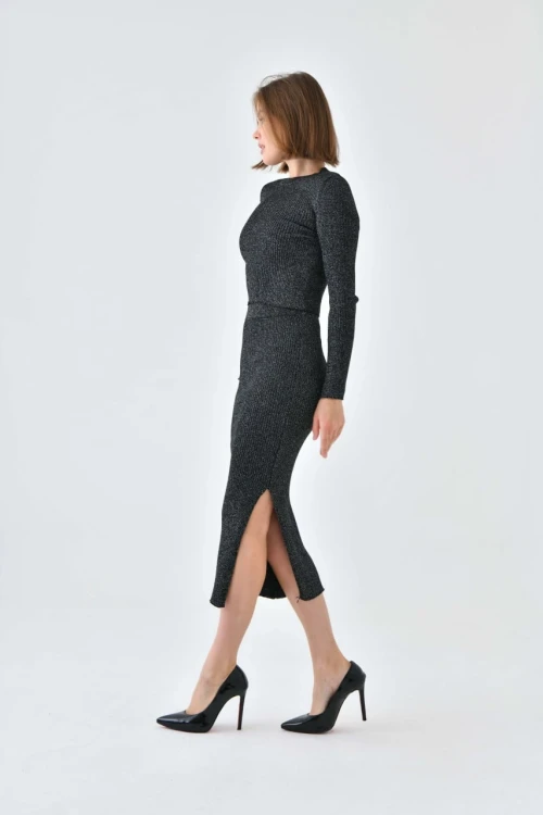 Kadın Triko Takım Simli Triko Takım Taş - 10579