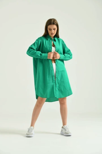 KADIN B.YEŞİL TUNİK TARZI GÖMLEK