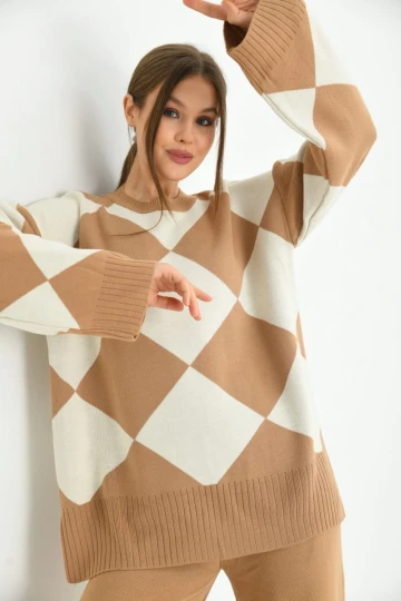 KADIN FUŞYA DESENLİ PANTOLONLU TAKIM