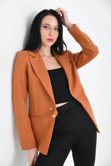 KADIN KİREMİT  ZİNCİR DETAYLI BLAZER CEKET