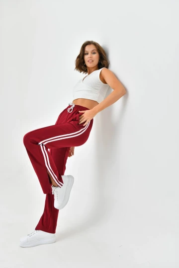 Kadın Kırmızı Yanları Şeritli Eşofman Altı