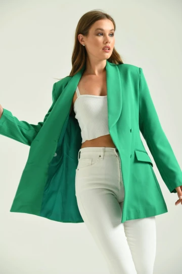 Kadın Ceket Uzun Boy Ceket P.Yeşili - T014