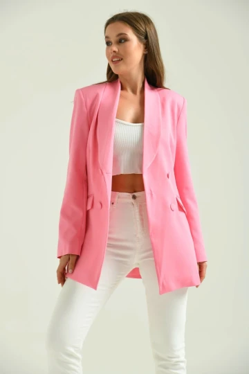 Kadın Ceket Uzun Boy Ceket Pembe - T014