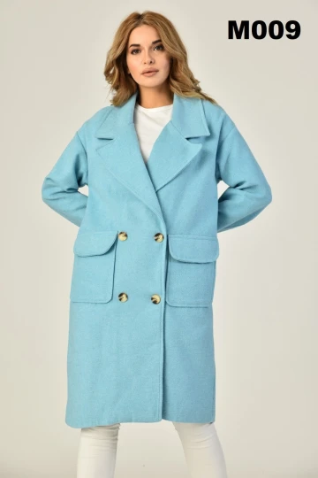 KADIN YAKALI KAPAKLI CEPLİ MİDİ BOY PALTO