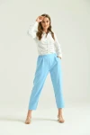 Kadın Pantolon Bel Lastikli Rahat Pantolon Bebe Mavi - T116