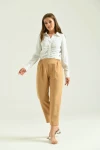 Kadın Pantolon Bel Lastikli Rahat Pantolon Camel - T116