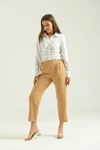 Kadın Pantolon Bel Lastikli Rahat Pantolon Camel - T116