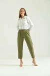 Kadın Pantolon Bel Lastikli Rahat Pantolon Haki - T116