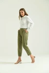Kadın Pantolon Bel Lastikli Rahat Pantolon Haki - T116
