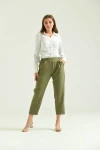 Kadın Pantolon Bel Lastikli Rahat Pantolon Haki - T116