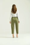 Kadın Pantolon Bel Lastikli Rahat Pantolon Haki - T116