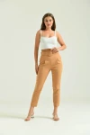 Kadın Pantolon Kemer Detaylı Basic Kadın Pantolon Kahve - T018