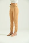 Kadın Pantolon Yüksel Bel Kemer Detay Havuç Pantolon Kahve - T016