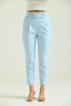 Kadın Pantolon Kemer Detaylı Basic Kadın Pantolon Mavi - T018 