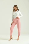Kadın Pantolon Bel Lastikli Rahat Pantolon Pudra - T116