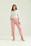 Kadın Pantolon Bel Lastikli Rahat Pantolon Pudra - T116