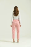 Kadın Pantolon Bel Lastikli Rahat Pantolon Pudra - T116
