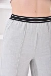 Kadın Pantolon Beli Lastikli Geniş Paça Pantolon Taş - E044
