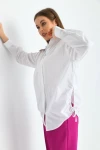 Kadın Ekru Yandan Büzgü Detaylı Gömlek
