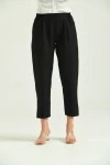 Kadın Pantolon Bel Lastikli Rahat Pantolon Siyah - T116