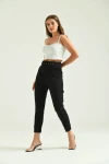 Kadın Pantolon Kemer Detaylı Basic Kadın Pantolon Siyah - T018