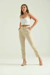 Kadın Pantolon Kemer Detaylı Basic Kadın Pantolon Bej - T018