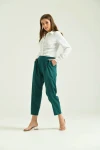 Kadın Pantolon Bel Lastikli Rahat Pantolon Zümrüt - T116