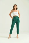 Kadın Pantolon Kemer Detaylı Basic Kadın Pantolon Zümrüt - T018