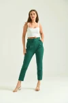 Kadın Pantolon Kemer Detaylı Basic Kadın Pantolon Zümrüt - T018