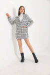 Kadın Kısa Etek Ekose Desen Beyaz - KRN029E
