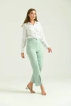 Kadın Pantolon Yan Büzgülü Paça Yırtmaçlı Kumaş Pantolon Mint - T033