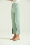 Kadın Pantolon Yan Büzgülü Paça Yırtmaçlı Kumaş Pantolon Mint - T033