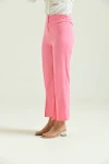 Kadın Pantolon Yan Büzgülü Paça Yırtmaçlı Kumaş Pantolon Pembe - T033